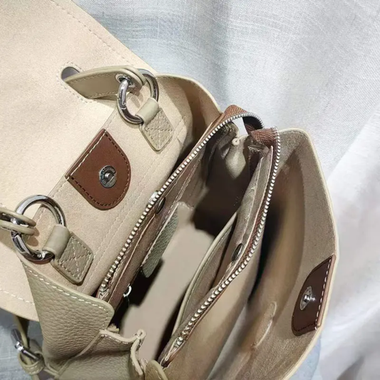 Showing the inside of the bag and its compartments