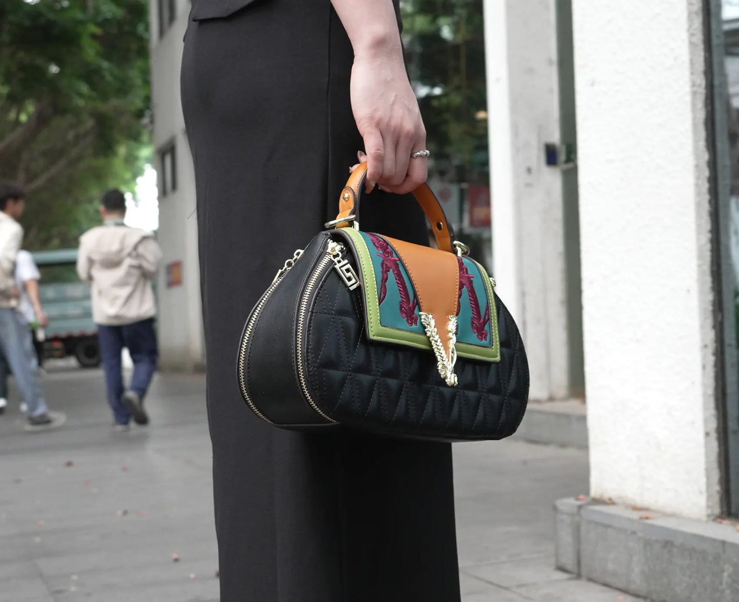 Fashion Contrast Color Shoulder Bag – 30cm Designer Crossbody Handbag for Women