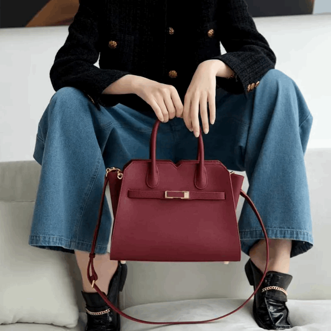 Stylish Large-Capacity Leather Tote Red – Capacity Shoulder Bag | Vita Nova