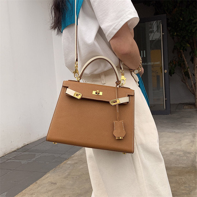 Kelly-Style Genuine Leather Crossbody & Shoulder Bag – Luxury Designer-Inspired Handbag for Women