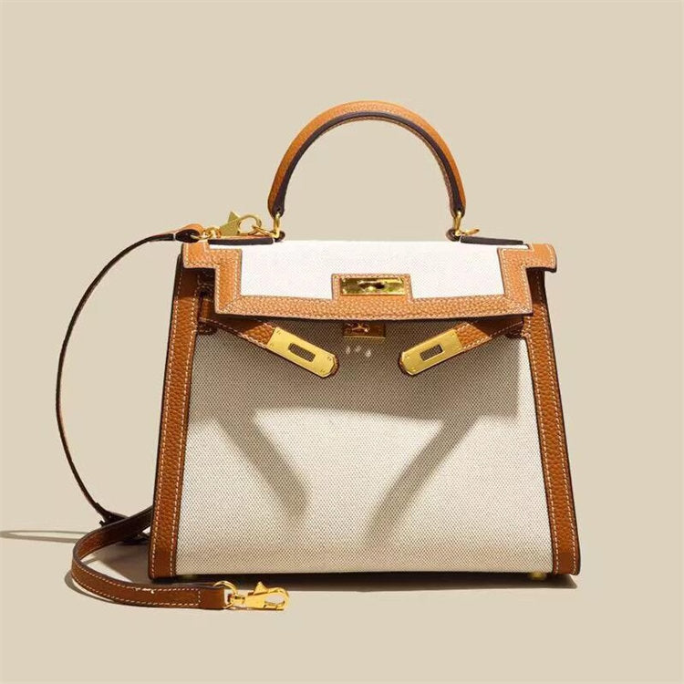 Kelly Custom Genuine Leather Designer-Inspired Handbag – Luxury Women's Purse with Metal Embellishments