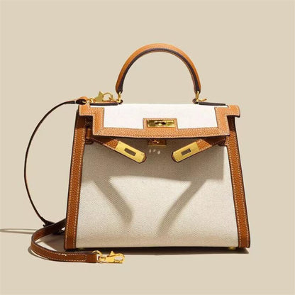 Kelly Custom Genuine Leather Designer-Inspired Handbag – Luxury Women's Purse with Metal Embellishments
