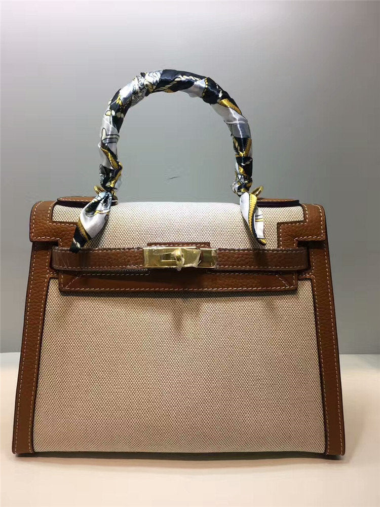 Kelly Custom Genuine Leather Designer-Inspired Handbag – Luxury Women's Purse with Metal Embellishments
