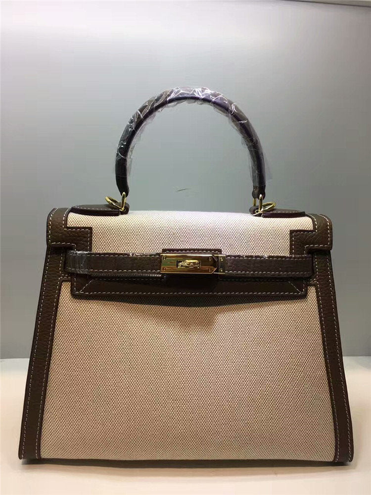 Kelly Custom Genuine Leather Designer-Inspired Handbag – Luxury Women's Purse with Metal Embellishments
