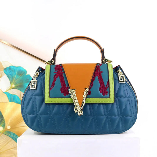 Fashionable contrast color shoulder bag, 30cm designer crossbody handbag for women, ideal for casual and formal occasions.

