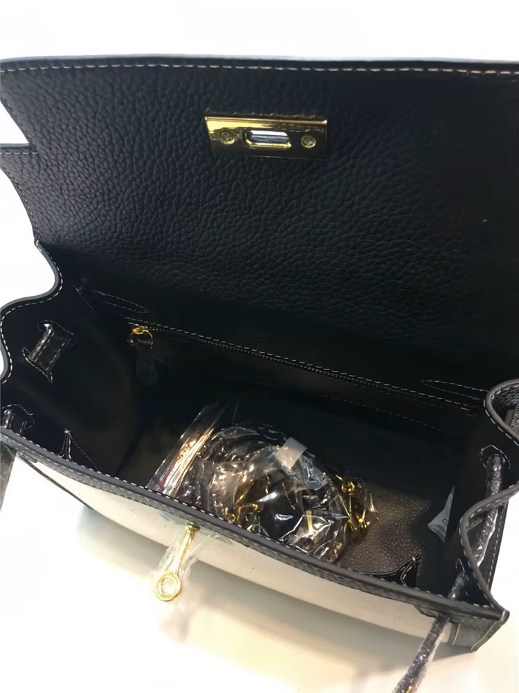 Kelly Custom Genuine Leather Designer-Inspired Handbag – Luxury Women's Purse with Metal Embellishments