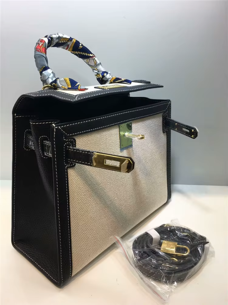 Kelly Custom Genuine Leather Designer-Inspired Handbag – Luxury Women's Purse with Metal Embellishments
