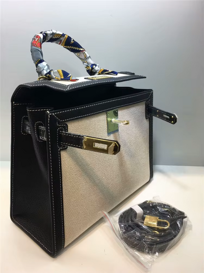 Kelly Custom Genuine Leather Designer-Inspired Handbag – Luxury Women's Purse with Metal Embellishments
