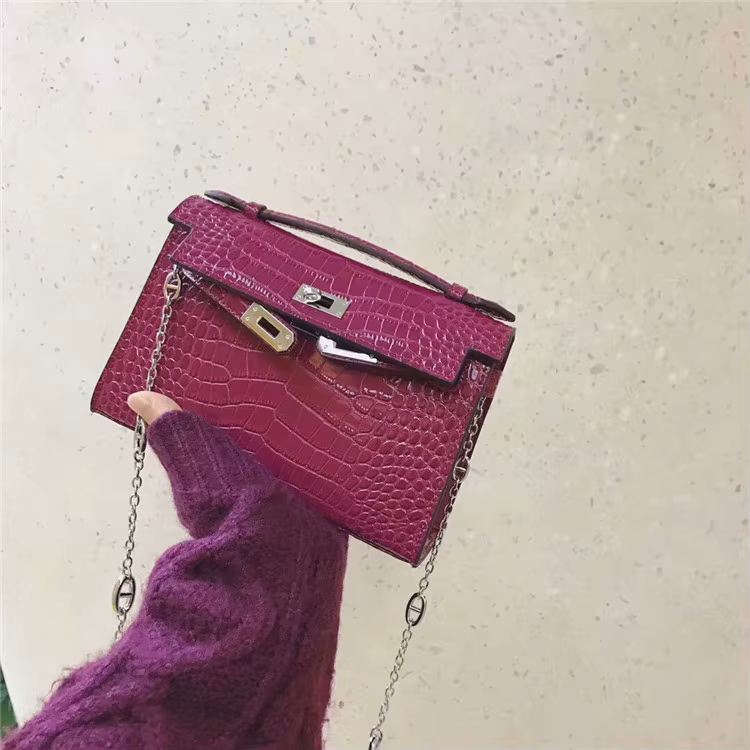 Luxury Crocodile-Pattern Shoulder Bag – Kelly-Inspired Designer Leather Handbag for Women