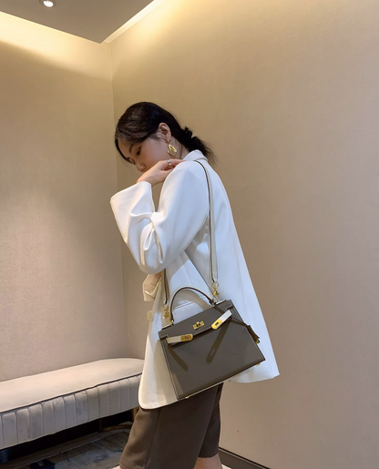 Kelly-Style Genuine Leather Crossbody & Shoulder Bag – Luxury Designer-Inspired Handbag for Women