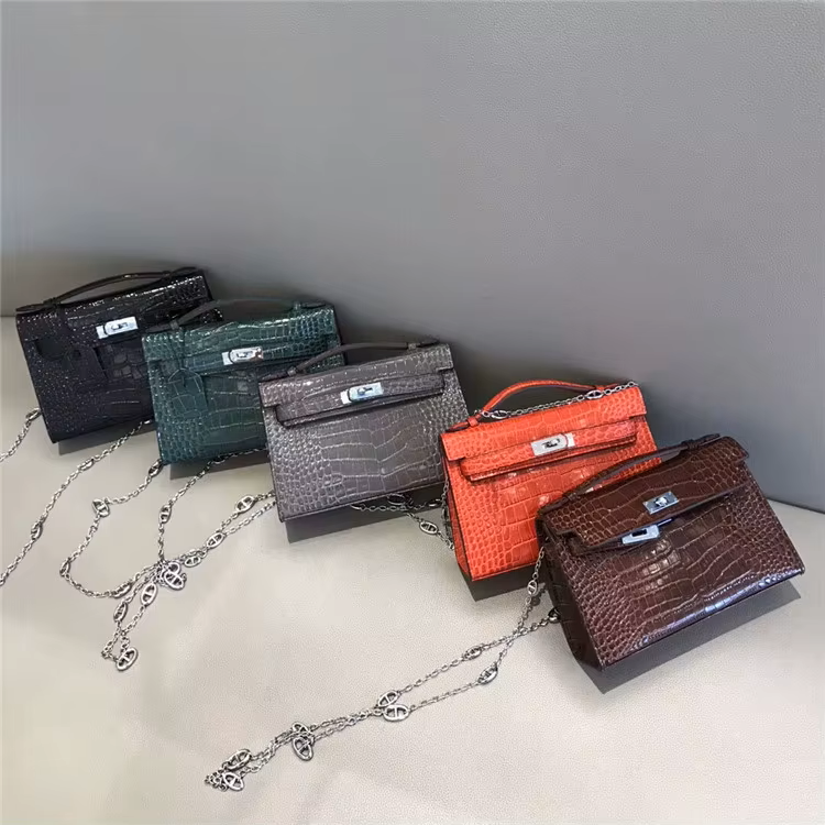Luxury Crocodile-Pattern Shoulder Bag – Kelly-Inspired Designer Leather Handbag for Women