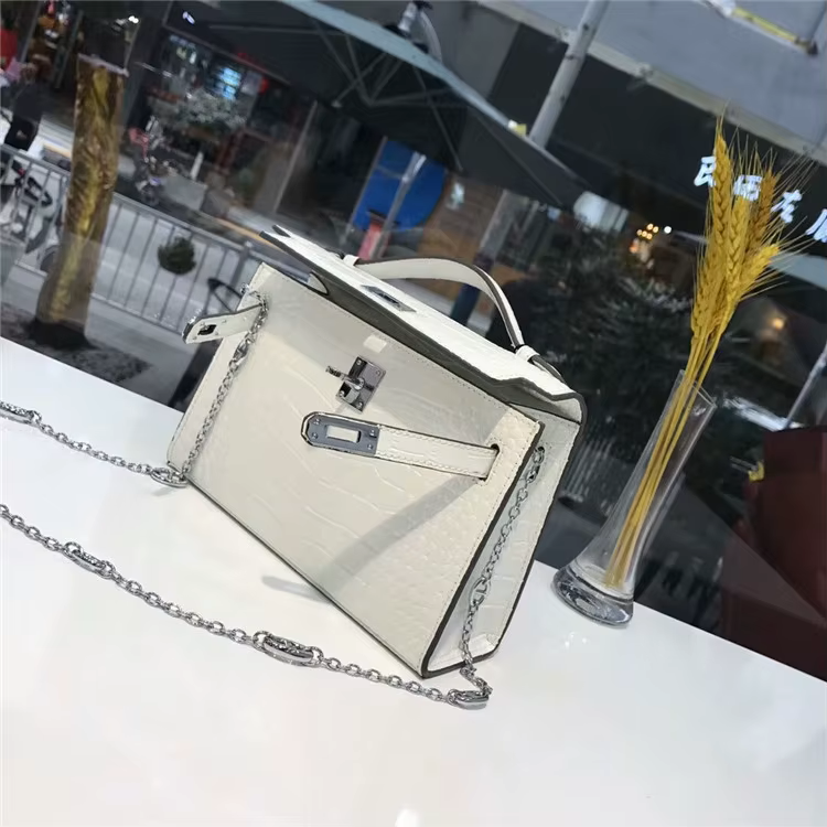 Luxury Crocodile-Pattern Shoulder Bag – Kelly-Inspired Designer Leather Handbag for Women