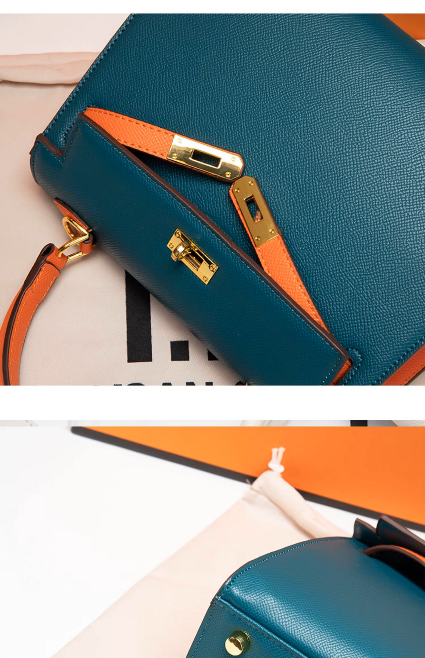 Kelly-Style Genuine Leather Crossbody & Shoulder Bag – Luxury Designer-Inspired Handbag for Women