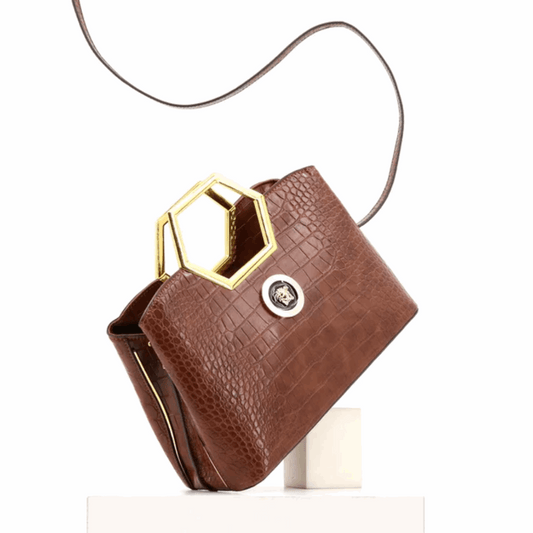 Crocodile Patterned Designer Handbag Brown Crossbody Bag | Vita Nova