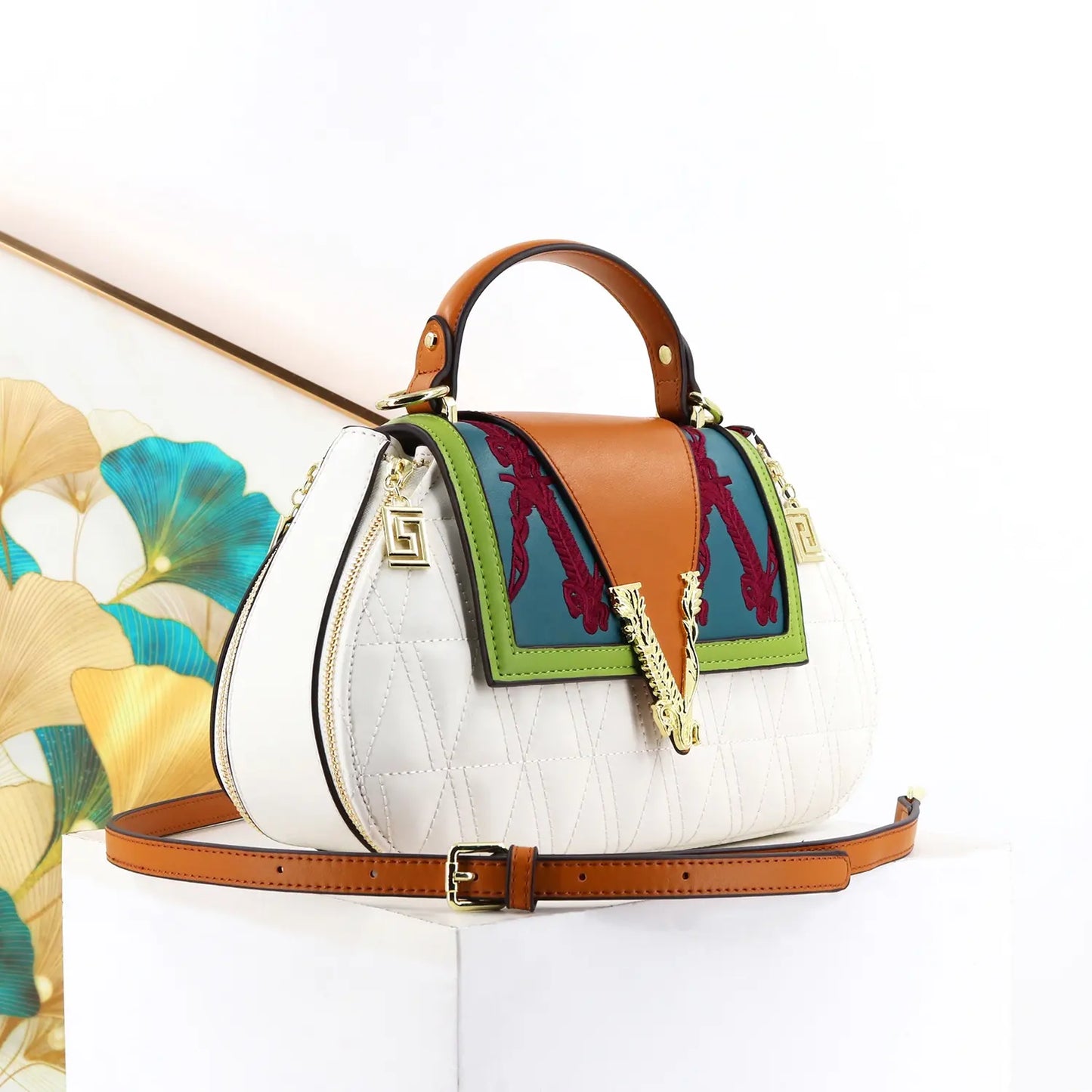 Fashion Contrast Color Shoulder Bag – 30cm Designer Crossbody Handbag for Women