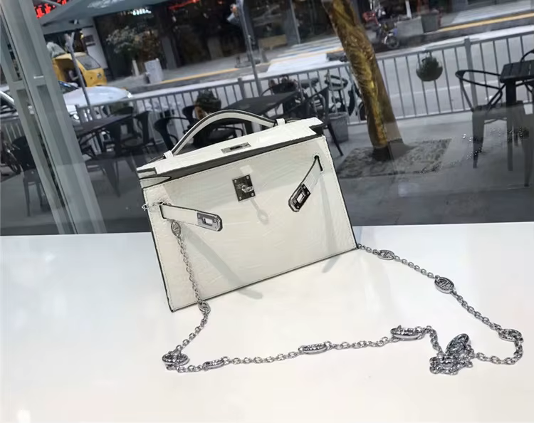 Luxury Crocodile-Pattern Shoulder Bag – Kelly-Inspired Designer Leather Handbag for Women