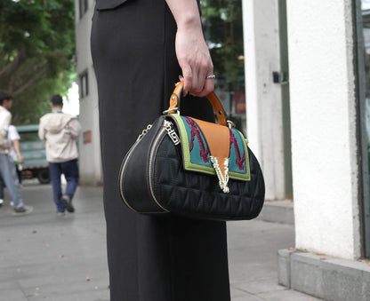 Fashion Contrast Color Shoulder Bag – 30cm Designer Crossbody Handbag for Women