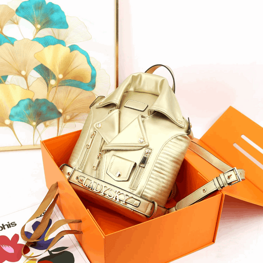 Gold Ladysky Stylish PU Leather Backpack - Handbag for Women | Vita Nova