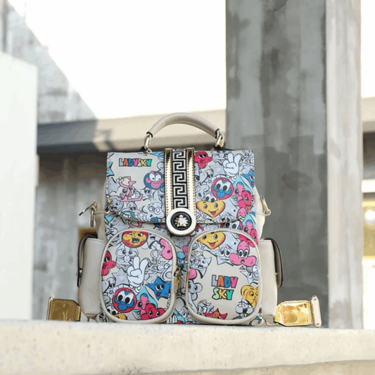 Luxury Designer Printed Backpack with Shoulder Strap Cartoon design | Vita Nova
