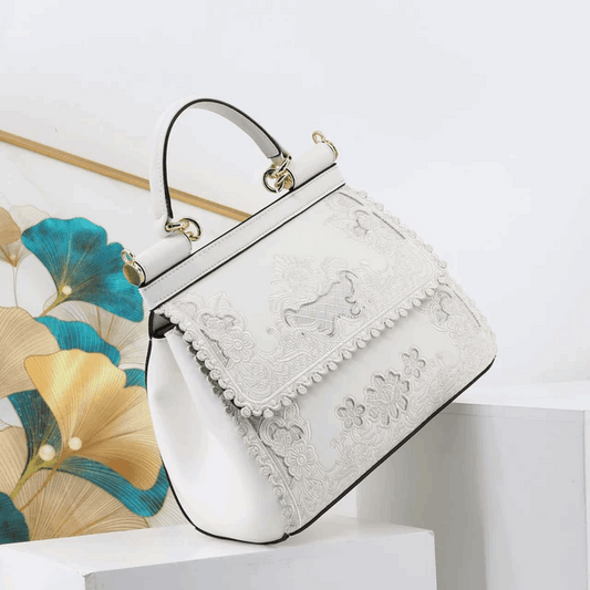 Luxury Embroidery Designer Shoulder Bag – Designer Accessory White | Vita Nova