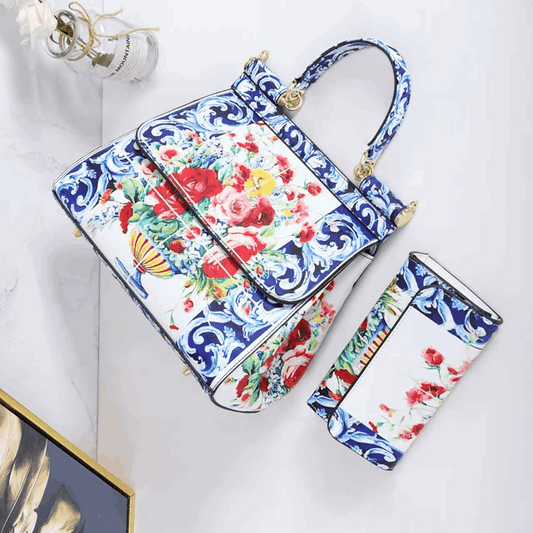 Luxury Printed Handbag Set– Stylish & Fashionable Blue | Vita Nova