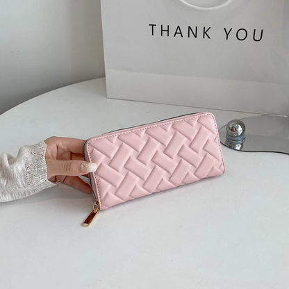 New Embossed PU Leather Purse with Zipper – Large Capacity Fashion Wallet for Women