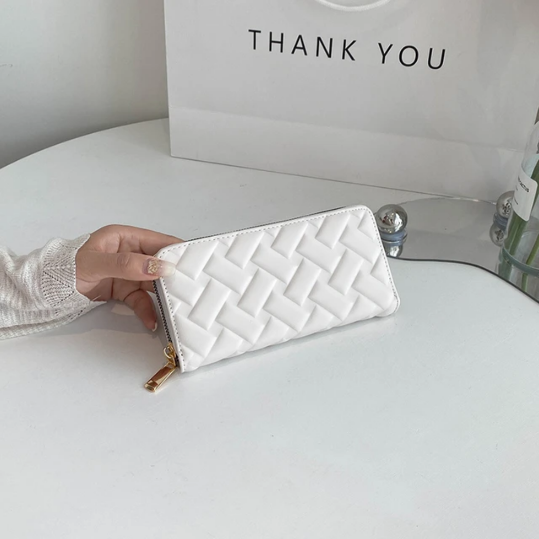 New Embossed PU Leather Purse with Zipper – Large Capacity Fashion Wallet for Women